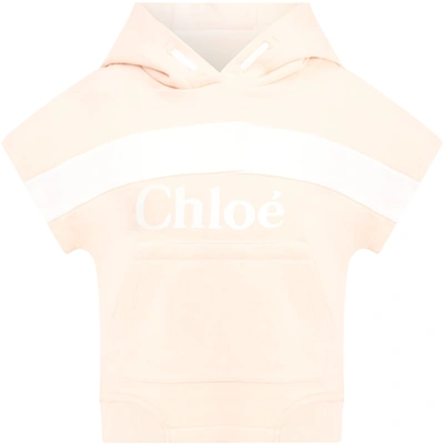 Shop Chloé Pink Sweat-shirt For Babygirl With Logo