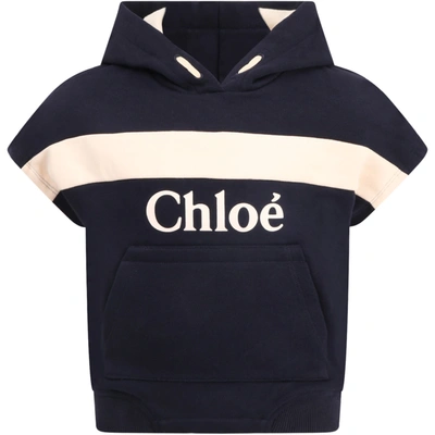 Shop Chloé Blue Sweat-shirt For Babygirl With Logo