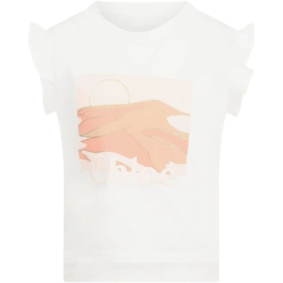 Shop Chloé White T-shirt For Girl With Logo