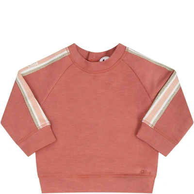 Shop Chloé Brick Sweatshirt For Babygirl In Brown
