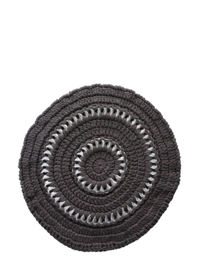 Shop Ganni Crochet Knit Hat In Grey