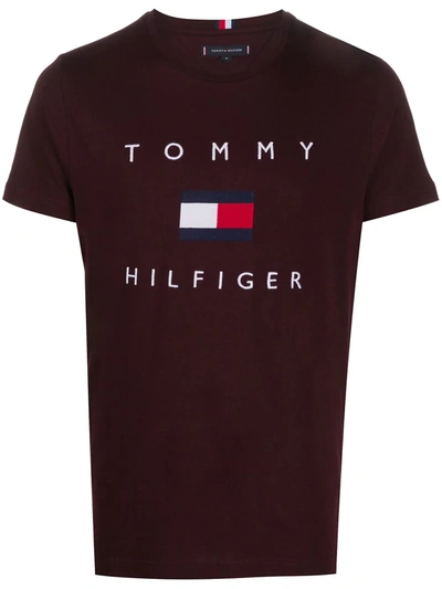 Shop Tommy Hilfiger Flag Print T-shirt In Purple