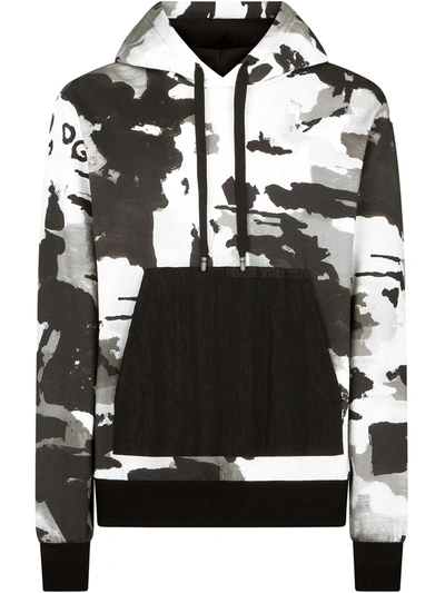 Shop Dolce & Gabbana Camouflage-pattern V-neck Hoodie In Black