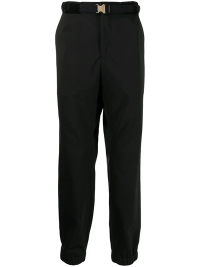 Shop Sacai Logo-buckle Straight Leg Trousers In Black