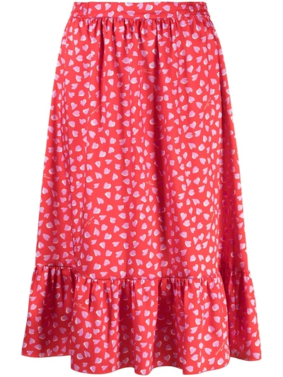 Shop Marc Jacobs Heart-print Midi Skirt In Red