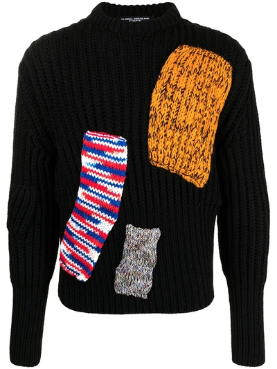 Shop Raf Simons Patchwork Design Ribbed-knit Jumper In Black