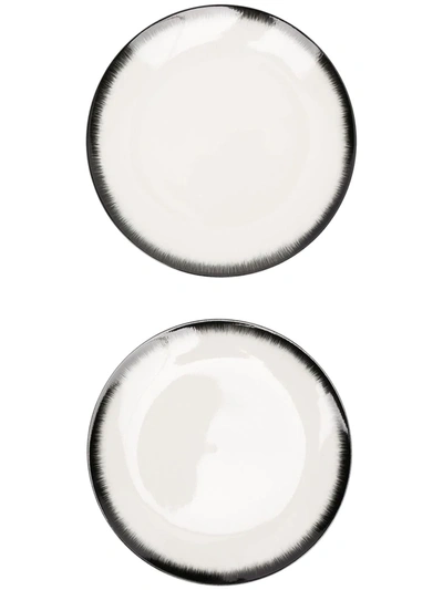 Shop Ann Deumelemeester X Serax Shadow-paint Porcelain Pair Of Plates In White