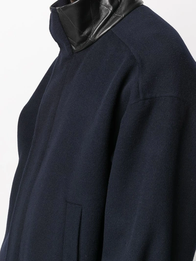 Shop Nanushka Hayden Wool Bomber Jacket In Blue