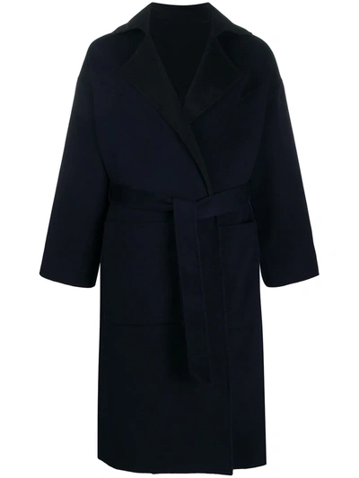 Shop Nanushka Timo Felted Wrap Coat In Blue