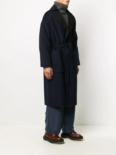 Shop Nanushka Timo Felted Wrap Coat In Blue