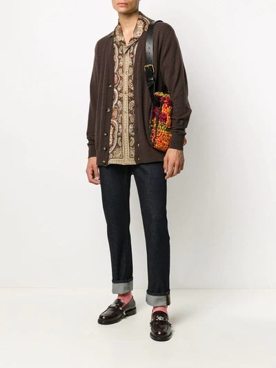 Shop Nanushka Dara Fine Knit Cardigan In Brown