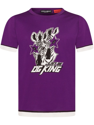 Shop Dolce & Gabbana Zebra Print Short-sleeve T-shirt In Purple