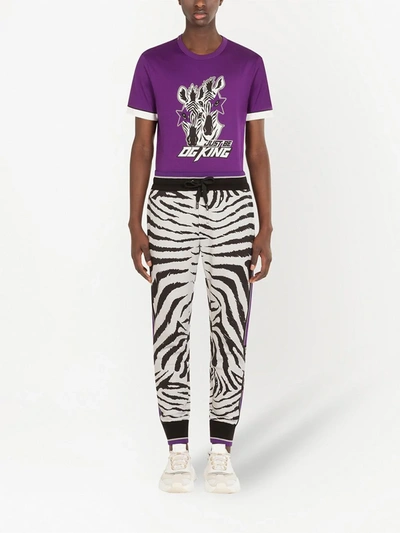 Shop Dolce & Gabbana Zebra Print Short-sleeve T-shirt In Purple
