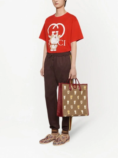 Shop Gucci X Doraemon Logo-print T-shirt In Red