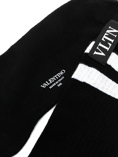 Shop Valentino Logo-embroidered Socks In Black