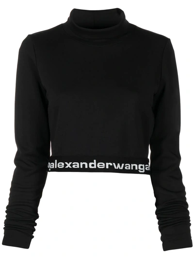 Shop Alexander Wang Logo Band Cropped Top In Black