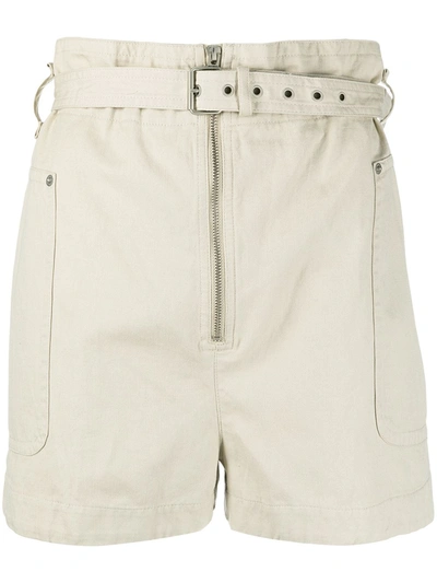 Shop Isabel Marant Étoile Parana High-waist Belted Shorts In Neutrals