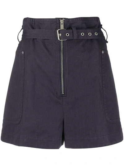 Shop Isabel Marant Étoile Paperbag-waist Belted Shorts In Blue