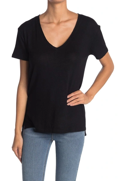 Shop Caslon Brushed Knit V-neck T-shirt In Black