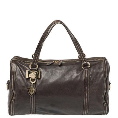 Pre-owned Gucci Dark Brown Leather Large Duchessa Boston Bag