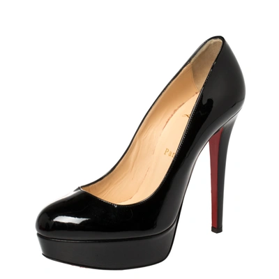 Pre-owned Christian Louboutin Black Patent Leather Bianca Platform Pumps Size 37