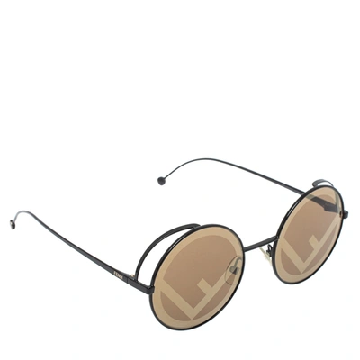 Pre-owned Fendi Rama Round Sunglasses In Brown