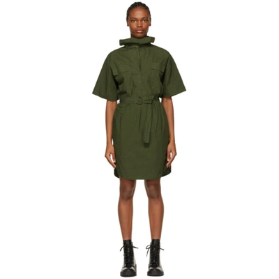 Shop Kenzo Khaki Poplin Belted Tunic Dress In 51 Khaki