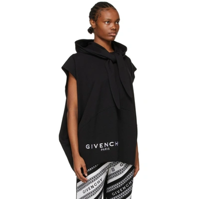 Shop Givenchy Black Sleeveless Logo Hoodie In 001-black