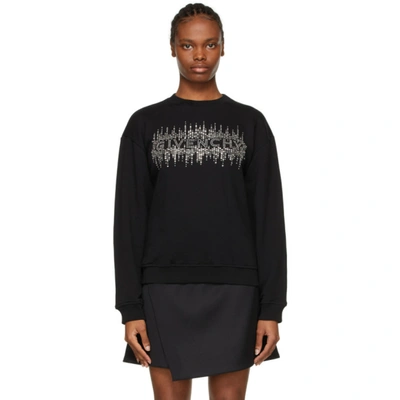 Shop Givenchy Black Rhinestone Logo Sweatshirt In 001-black