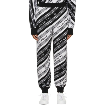 Shop Givenchy Black & White Wool Cropped Logo Lounge Pants In 004-black/