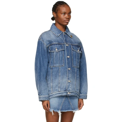 Shop Givenchy Blue Denim Oversized 4g Chain Jacket In 420-medium