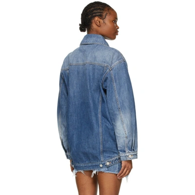 Shop Givenchy Blue Denim Oversized 4g Chain Jacket In 420-medium