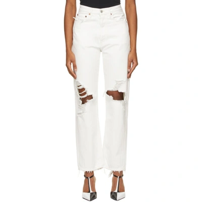 Shop Agolde White 90's Mid-rise Loose Jeans In Flash