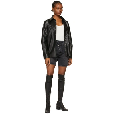 Shop Agolde Black Denim Criss Cross Upsized Shorts In Photogram