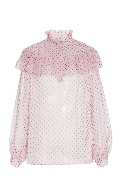 Shop Philosophy Di Lorenzo Serafini Women's Polka-dot Printed Chiffon Blouse In Pink