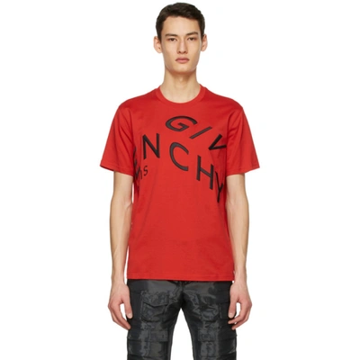 Shop Givenchy Red Refracted Logo T-shirt In 606 Red/bla