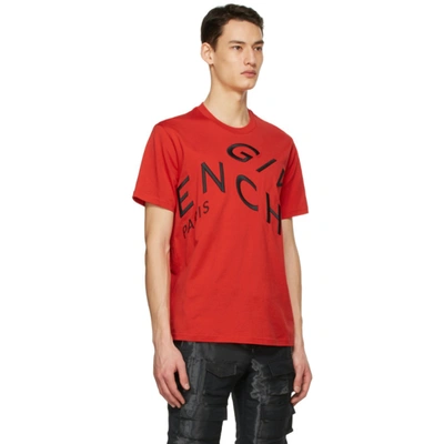 Shop Givenchy Red Refracted Logo T-shirt In 606 Red/bla