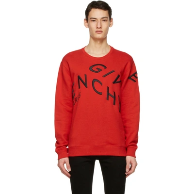 Shop Givenchy Red Big Embroidered Refracted Sweatshirt In 606 Red/bla