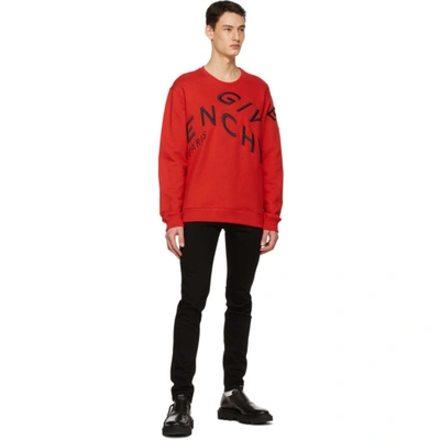 Shop Givenchy Red Big Embroidered Refracted Sweatshirt In 606 Red/bla