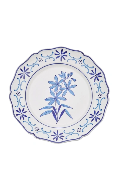 Shop Este Ceramiche For Moda Domus Il Fiore By Moda Domus; Set-of-two Hand-painted Ceramic Dessert Plates In Blue,green