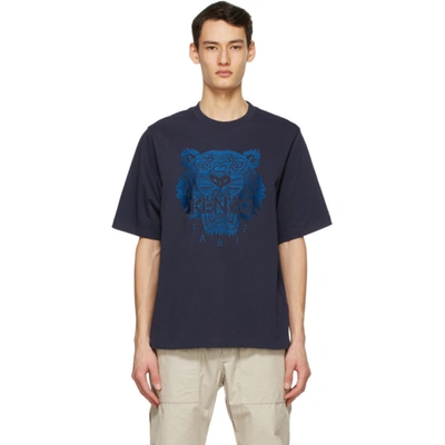 KENZO Tiger Embroidered Crewneck T-shirt in Black for Men