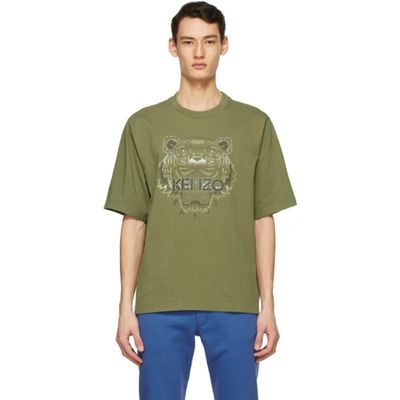 Shop Kenzo Khaki Oversized Gradient Tiger T-shirt In 49 - Taupe