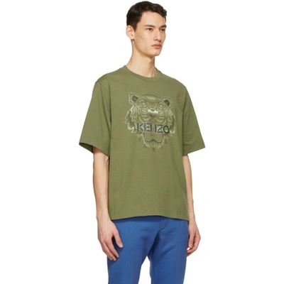 Shop Kenzo Khaki Oversized Gradient Tiger T-shirt In 49 - Taupe