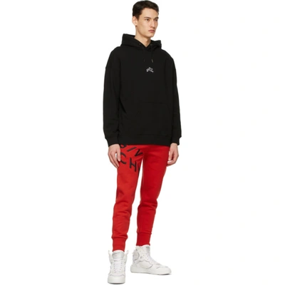 Shop Givenchy Red Embroidered Refracted Lounge Pants In 009-black/r