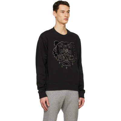 Shop Kenzo Black Velvet Tiger Sweatshirt