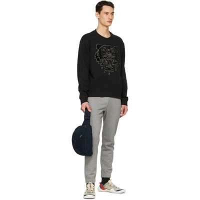 Shop Kenzo Black Velvet Tiger Sweatshirt