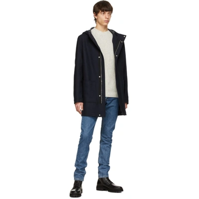 Shop Apc Navy Tony Parka In Iak Darknav