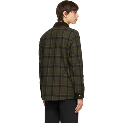 Shop Apc Khaki Wool Checkered Jacket In Jac Milkhak