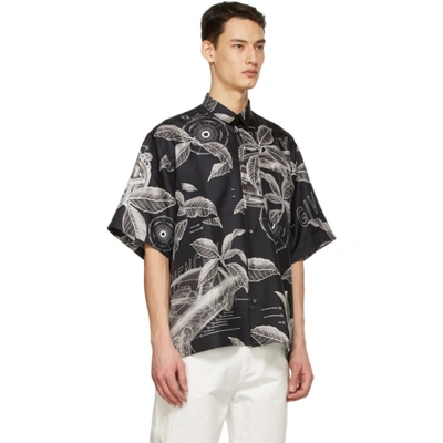 Shop Givenchy Black Silk Floral Schematics Short Sleeve Shirt In 029 Black/g