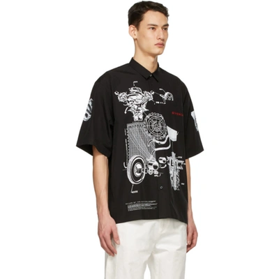 Shop Givenchy Black Poplin Schematics Short Sleeve Shirt In 004 Black/w